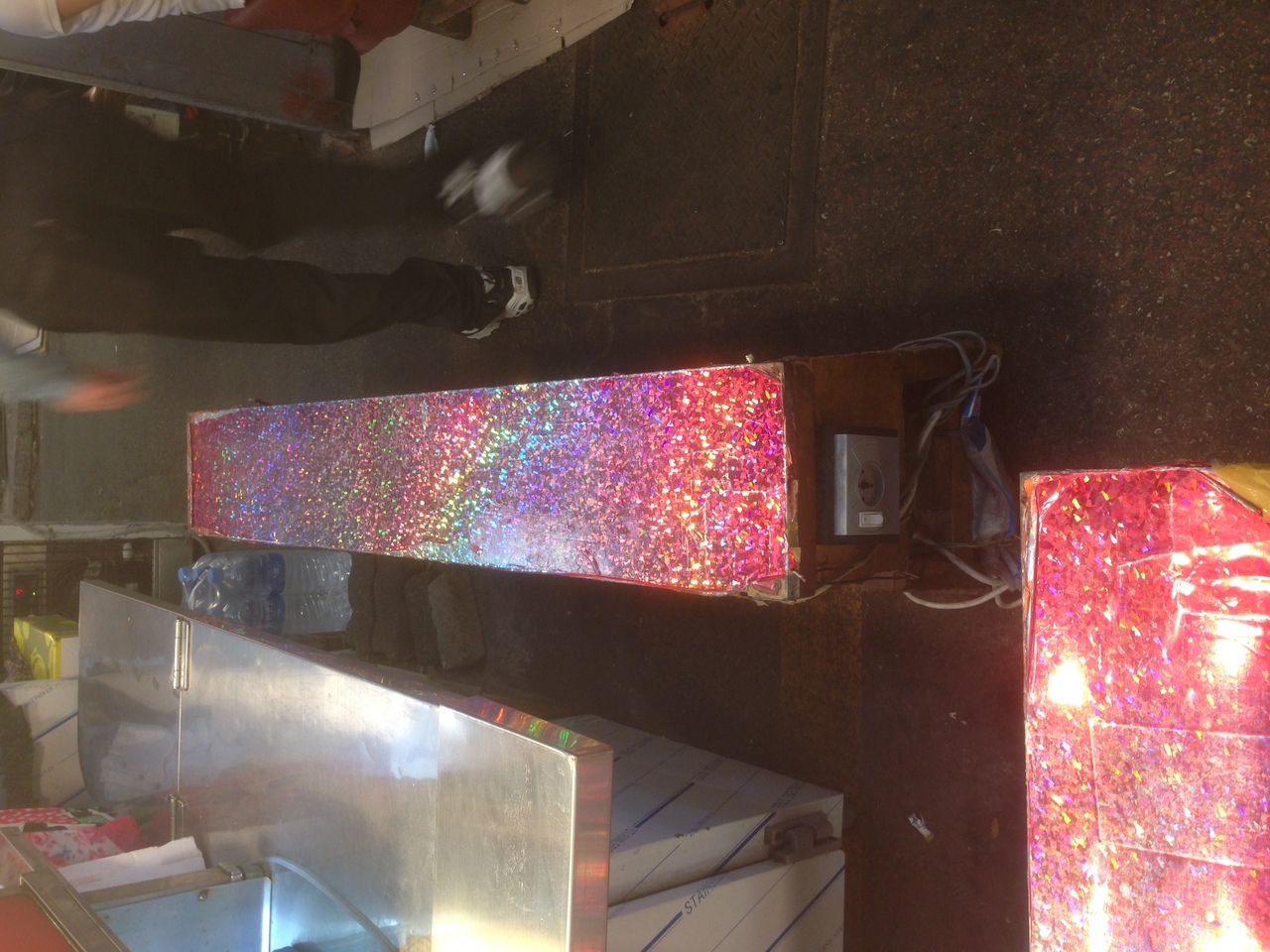 a bench with glitter